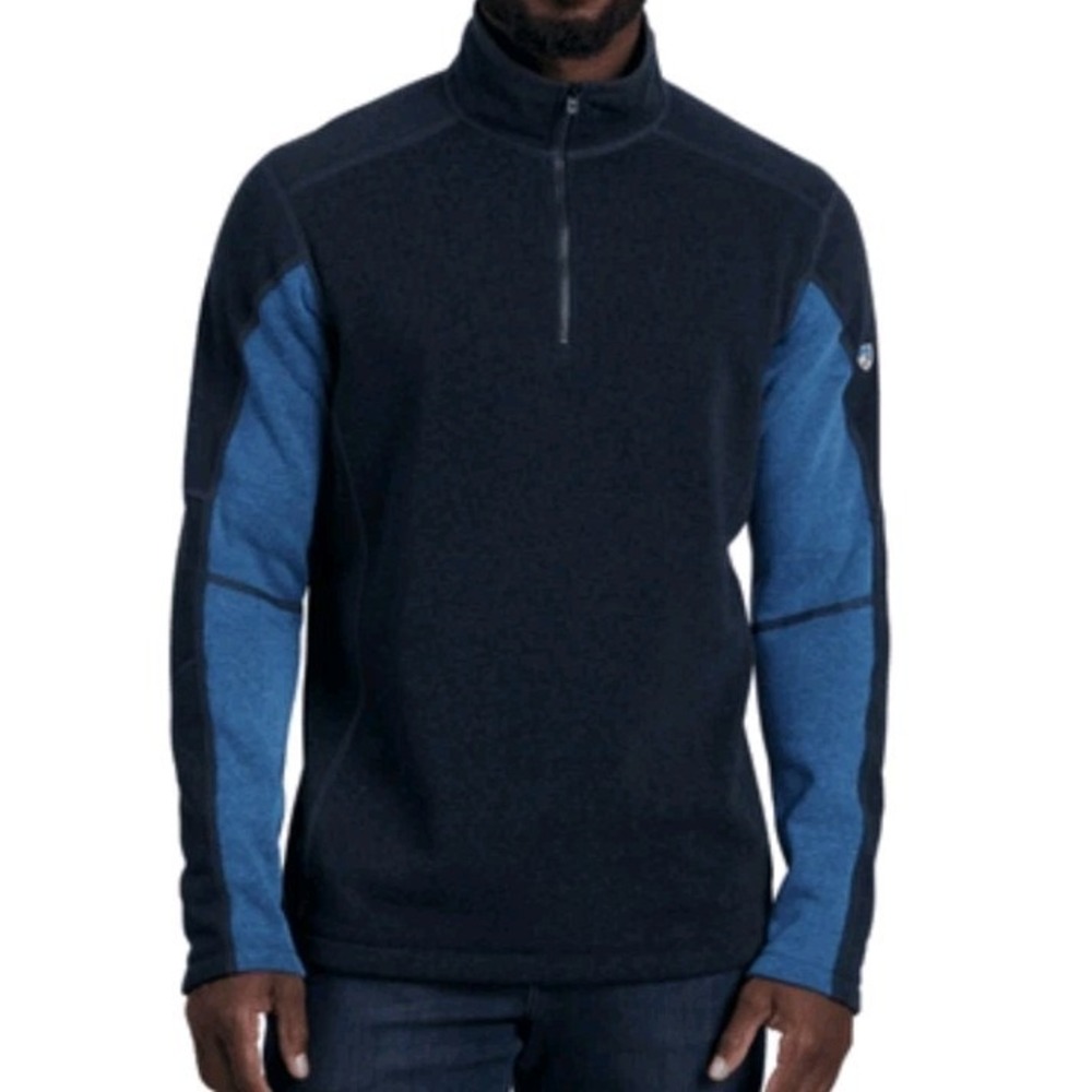 Kuhl Men L Revel 1/4 Zip Mutiny Blue Hiking Outdoor Lightweight Camping Pullover